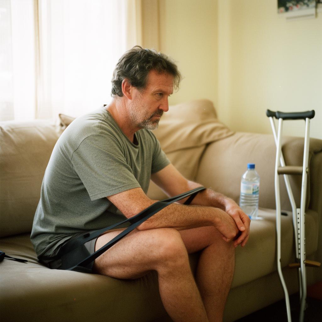 Australian tradesman recovering at home after a permanent injury, supported by TPD insurance